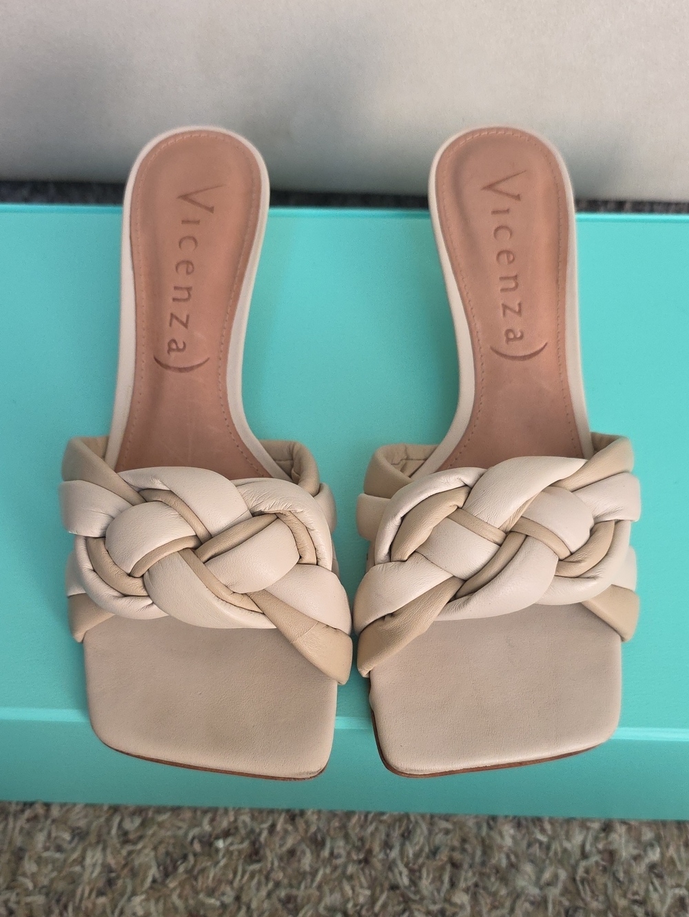 Cream Braided Slide Sandals